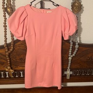 Lena Pink Mini Dress with Puff Sleeves